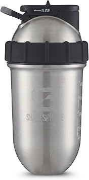 ShakeSphere Tumbler Steel Protein Shaker Bottle Keeps Hot Drinks HOT & Cold Drinks Cold, 24 oz. No Blending Ball or Whisk Needed, Easy Clean Up - BPA Free | Great for Shakes, Smoothies Steel