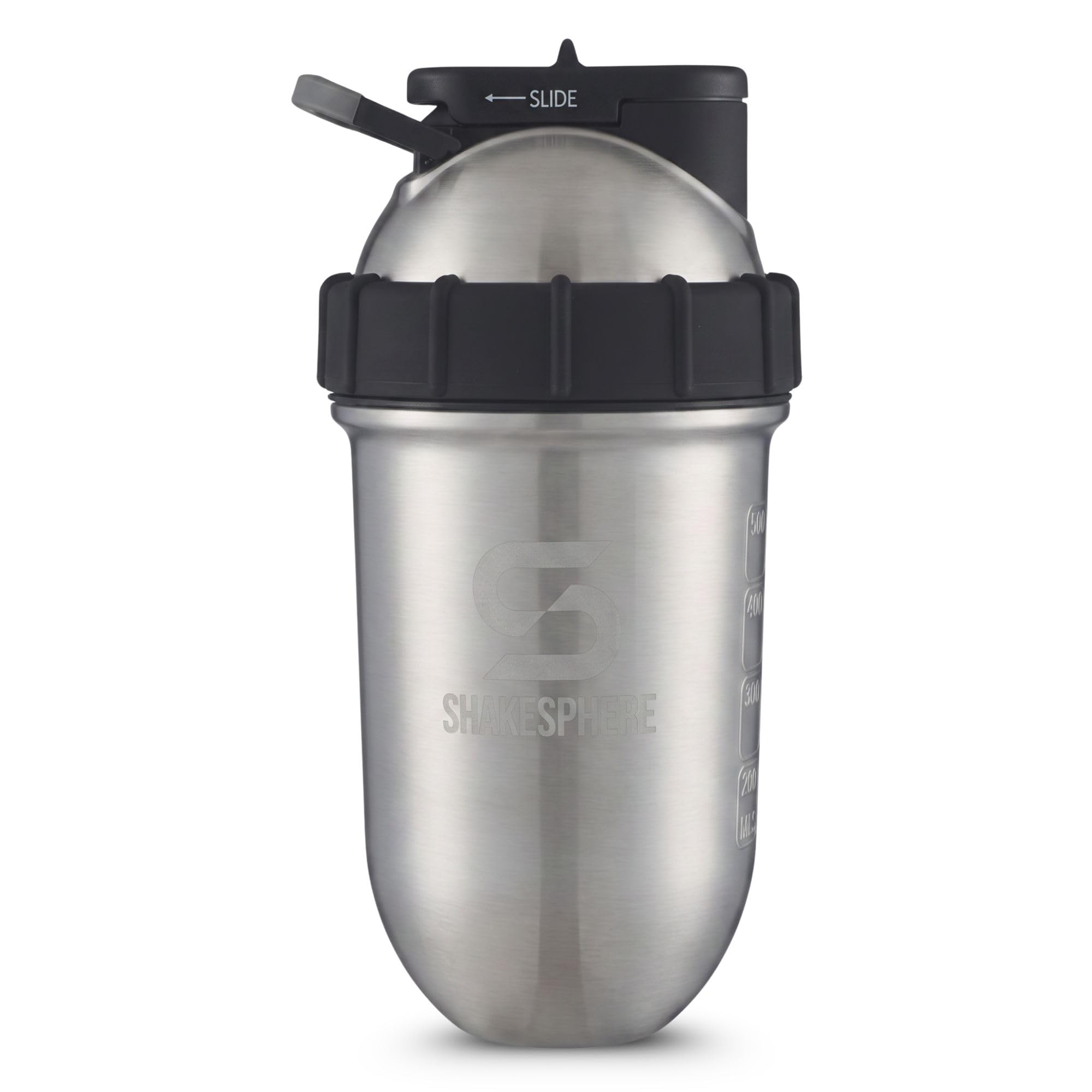 Vaso Shakesphere de acero: botella coctelera de proteínas mantiene las bebidas calientes y frías frías, 24 onzas, no necesita bola o batidor, fácil de limpiar, sin BPA, batidos