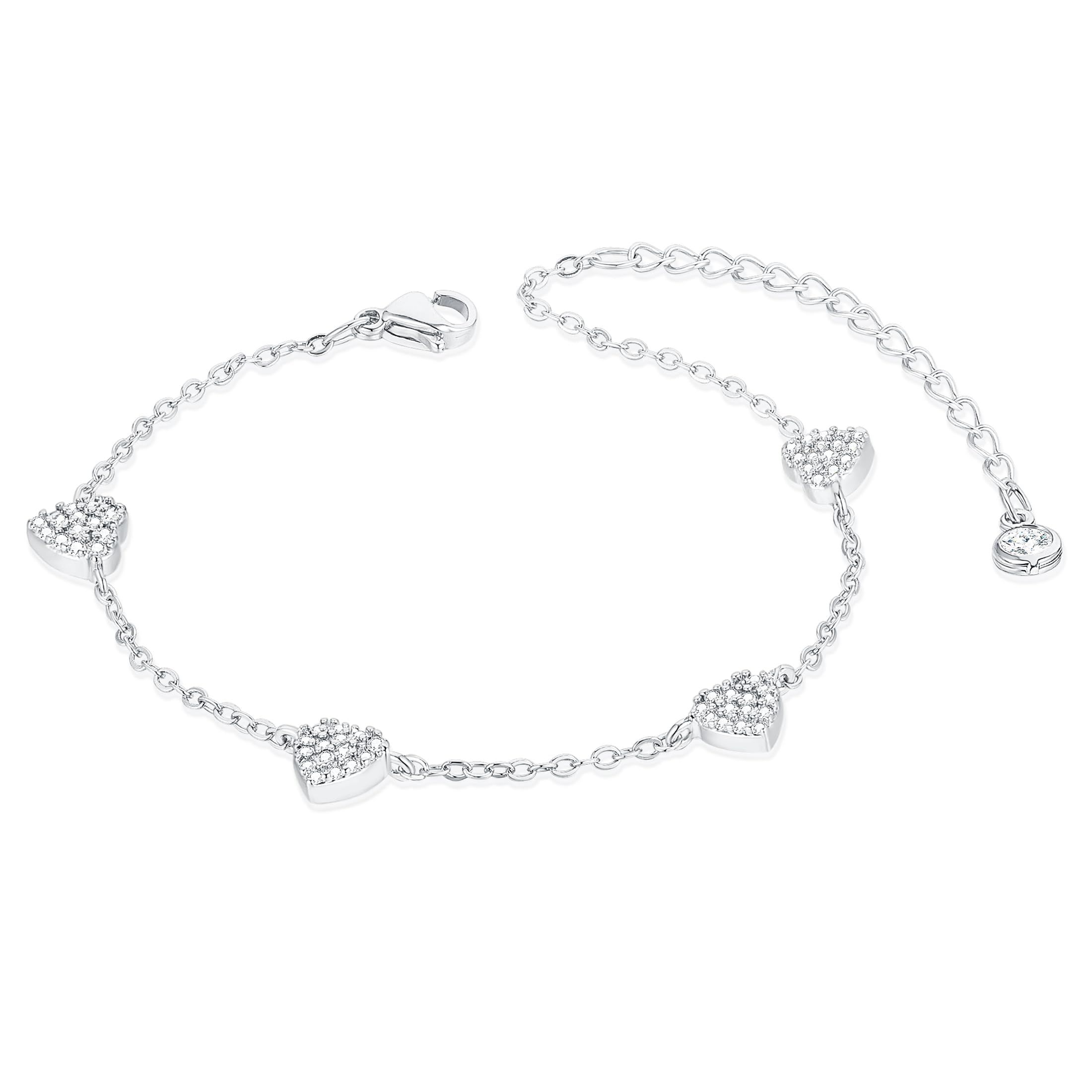ZOERAY Armband Damen Gold Silber Verstellbar 18K Vergoldet Herz Charm Armband Kleeblatt Armband mit Zirkonia Armbänder Blumen Armkette Bracelet Wasserfester Schmuck Geschenke für Frauen Mädchen