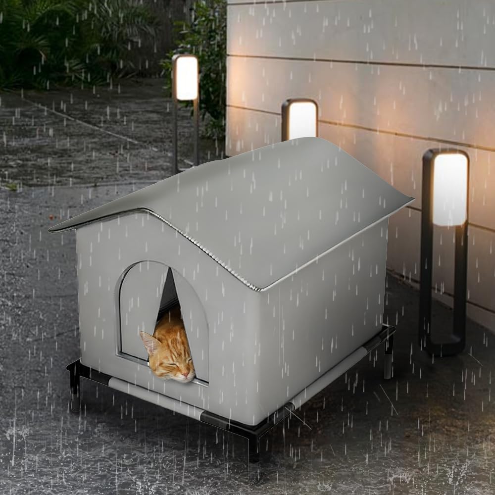Draußen Katzenhaus, Winterfest/Wasserdicht Katzenhöhlen, Großer Katzenschutz Zelt mit erhöhter Basis und Kissen für Katzen, Hunde, Streuner, Haustiere Im Freien Oder Im Innenraum