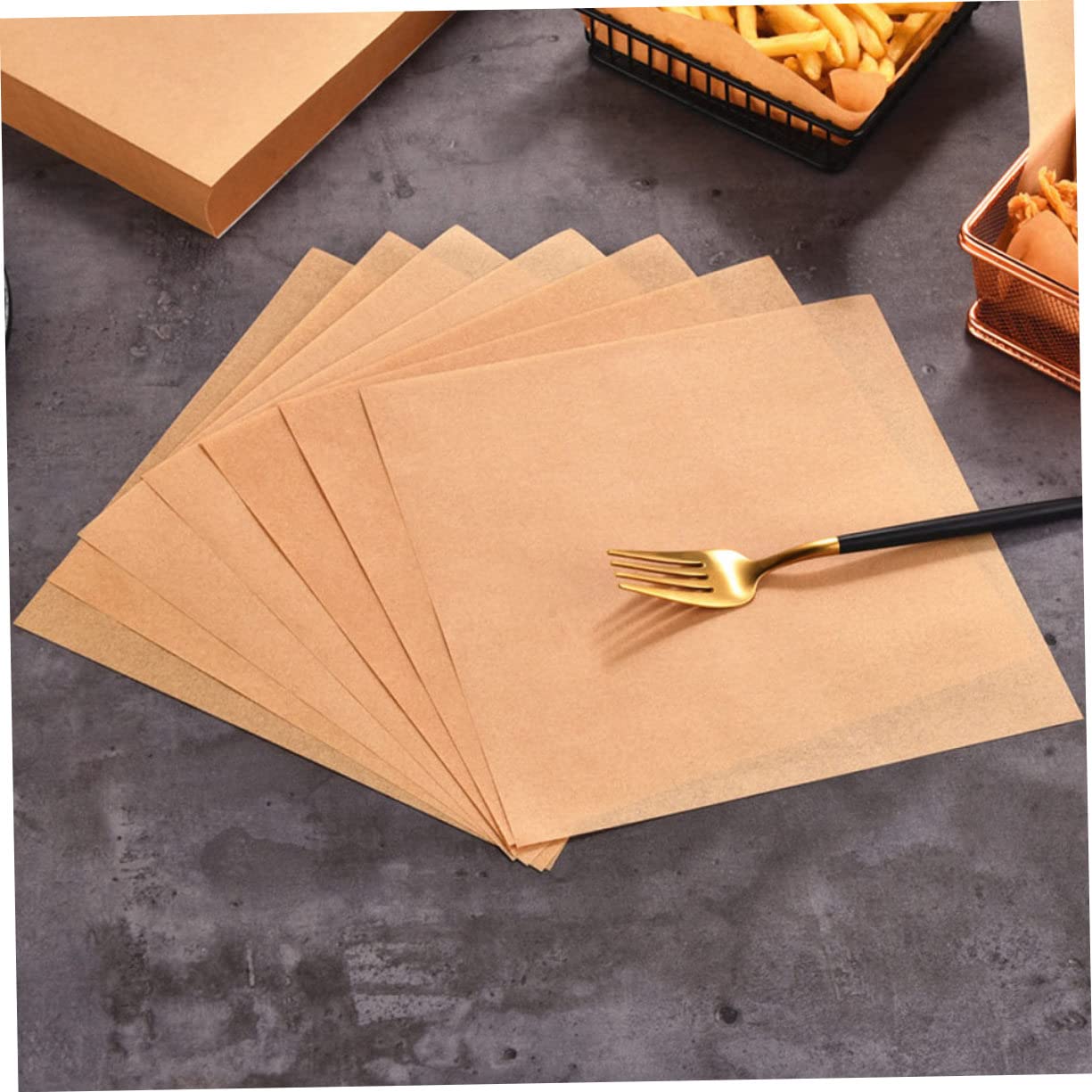 Papel Antigrasa para Alimentos de Papel Kraft Color Caqui 500 Hojas Absorbentes Compacto Adecuado para Hornear y Servir Bocadillos en Horno