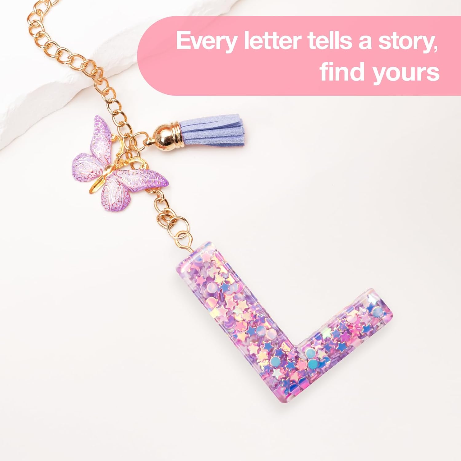 Designed for Stanley Cup Charms, [Upgraded Chain] Initial Keychain for Stanley Cup 40/30 oz with Handle - Image 2