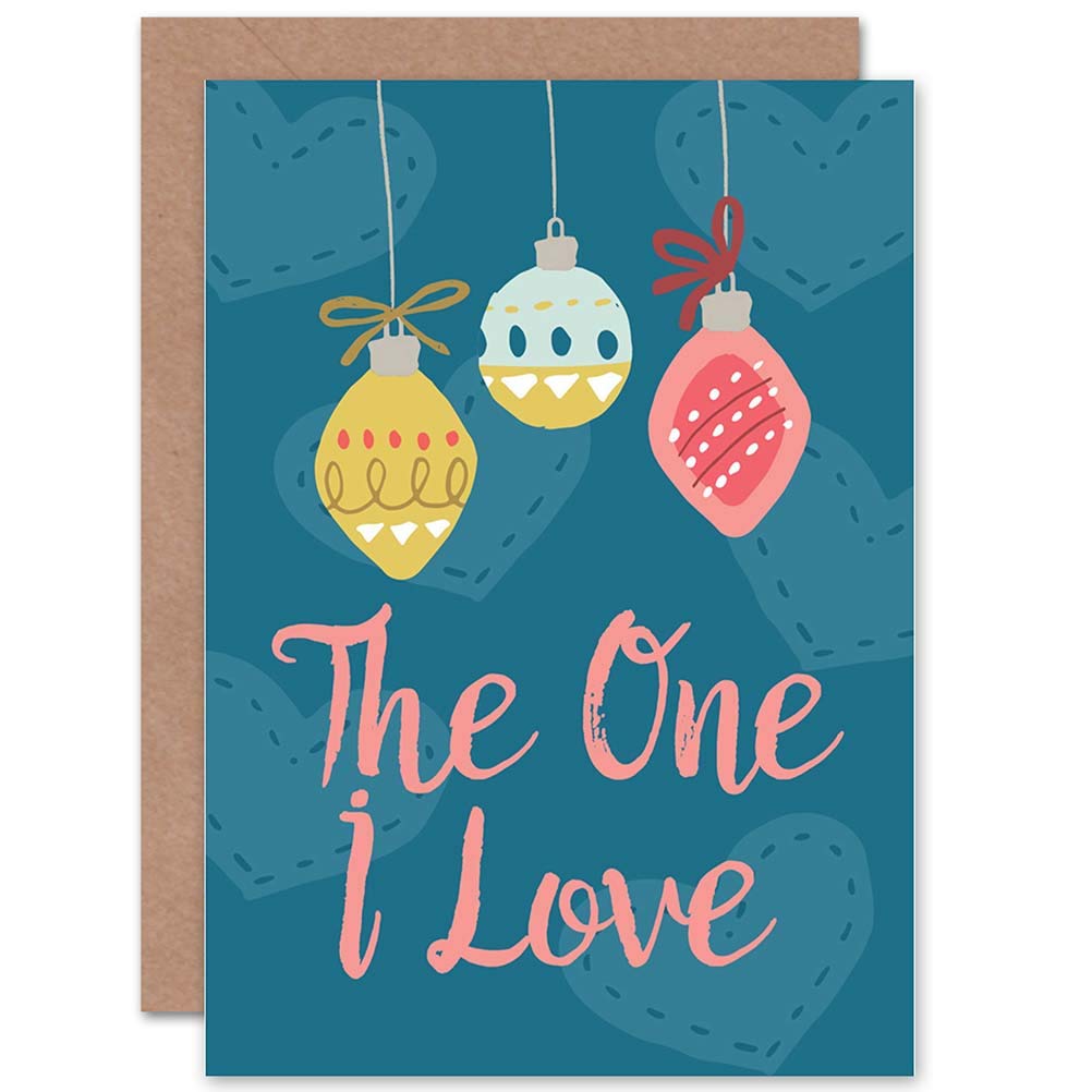 Wee Blue Coo CARD CHRISTMAS XMAS ONE LOVE BAUBLES