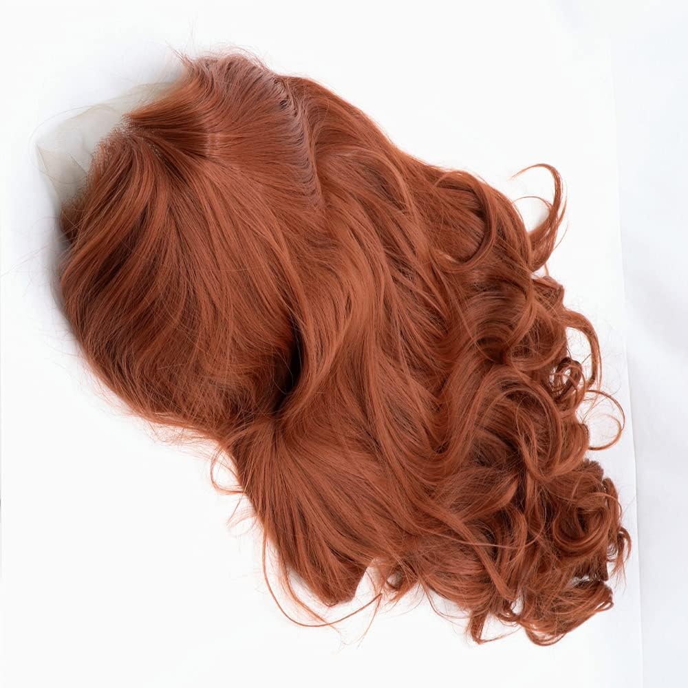 Xiweiya Wig 350# Ash Copper Red Wig Synthetic lace front Wig Long Body Wavy with Heat Resistant Fiber Drag Queen Red Brown Little Mermaid Hair Replacement Wig 24 inch - Image 5