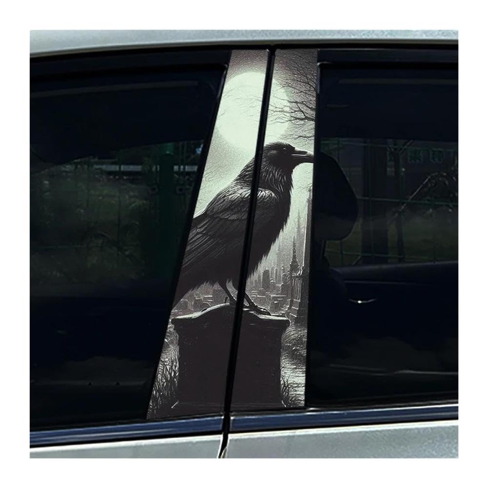 Body Parts 2pcs Graveyard Crow Raven Car B-Pillar Sticker Waterproof Decals Creative Occlusion Scratch Decor(D)