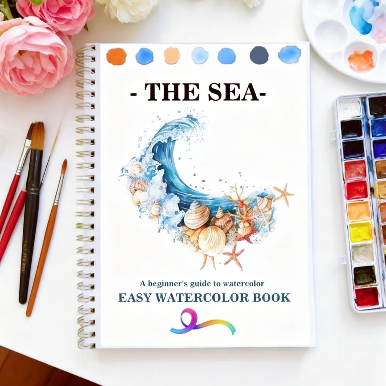 Watercolor Workbooks Coloring Book Easy Nature Scenes Beginner Friendly Watercolor Paint Set Art Crafts Painting Kit for Creative Exploration Gift for Adults (Christmas, with Palette)