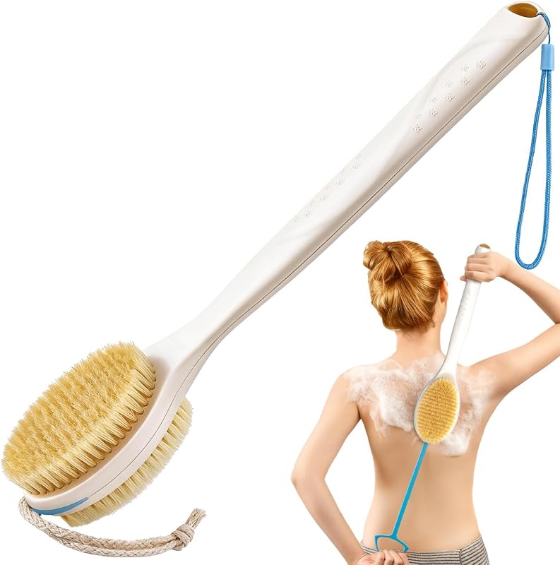 Escova extensível para costas BUBBLEDANCE com cerdas rígidas e macias, 44,45 a 81,03 cm