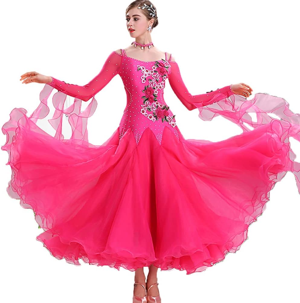Embroidery Waltz Tango Performance Costumes Ballroom Competition Dress for Women Modern Salsa Dance Dresses