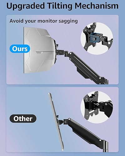 Miniatura 5 de MOUNTUP Soporte de monitor doble para pantallas de máximo 43 pulgadas, brazo de monitor ultraancho ajustable, soporte de monitor doble resistente,