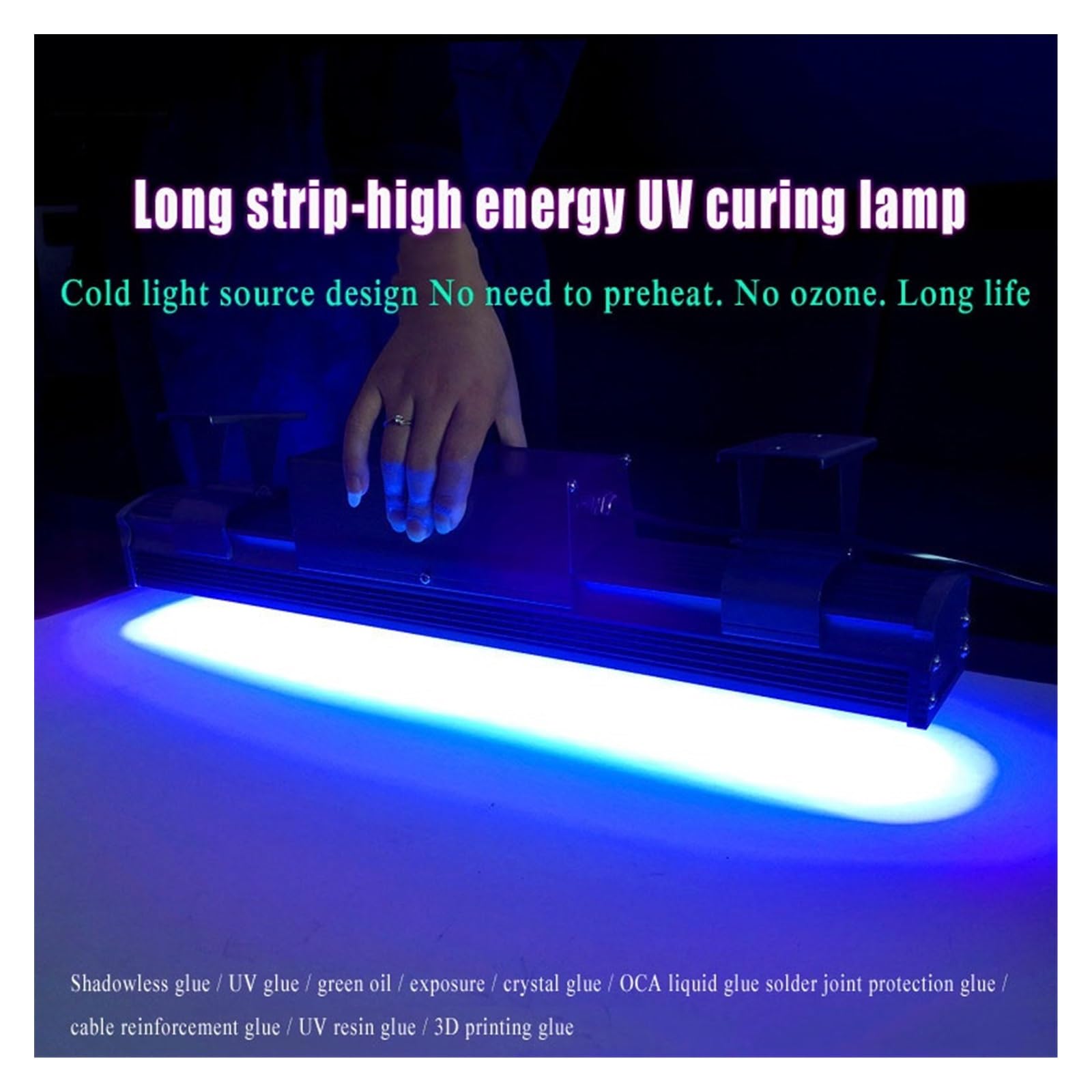 Lámpara de curado UV, Lámpara de curado UV doble, tira larga 72W, pegamento, tablero Flexible aceite verde, lámpara exposición, fuente luz fluorescente(365nm)