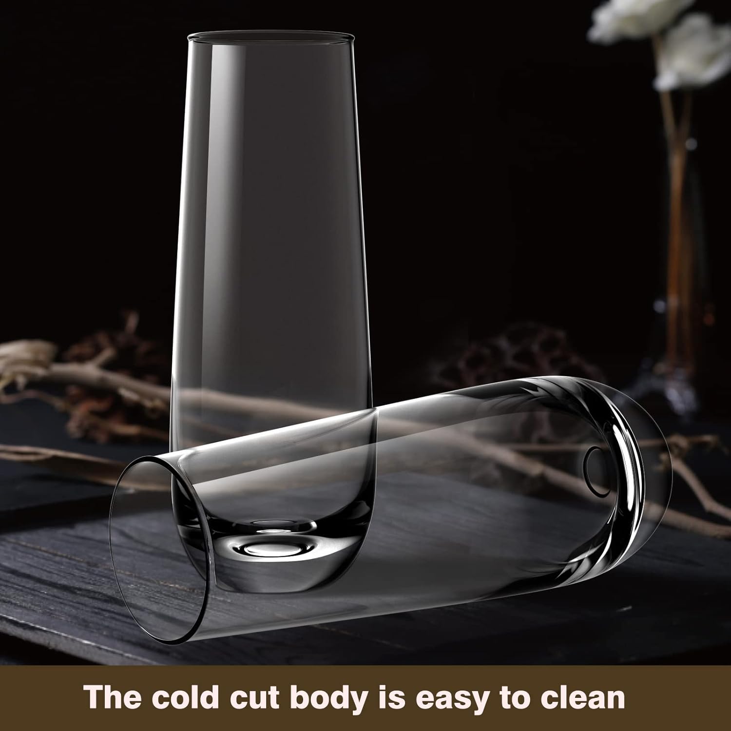 Stemless Champagne Flutes Set of 4,Hand Blown Crystal Glasses, 10.2oz Champagne Glasses, Prosecco Wine Flute, Cocktail Glasses, Mimosa glasses, Highball Glass, Water Glasses, Bar Glassware - Image 6