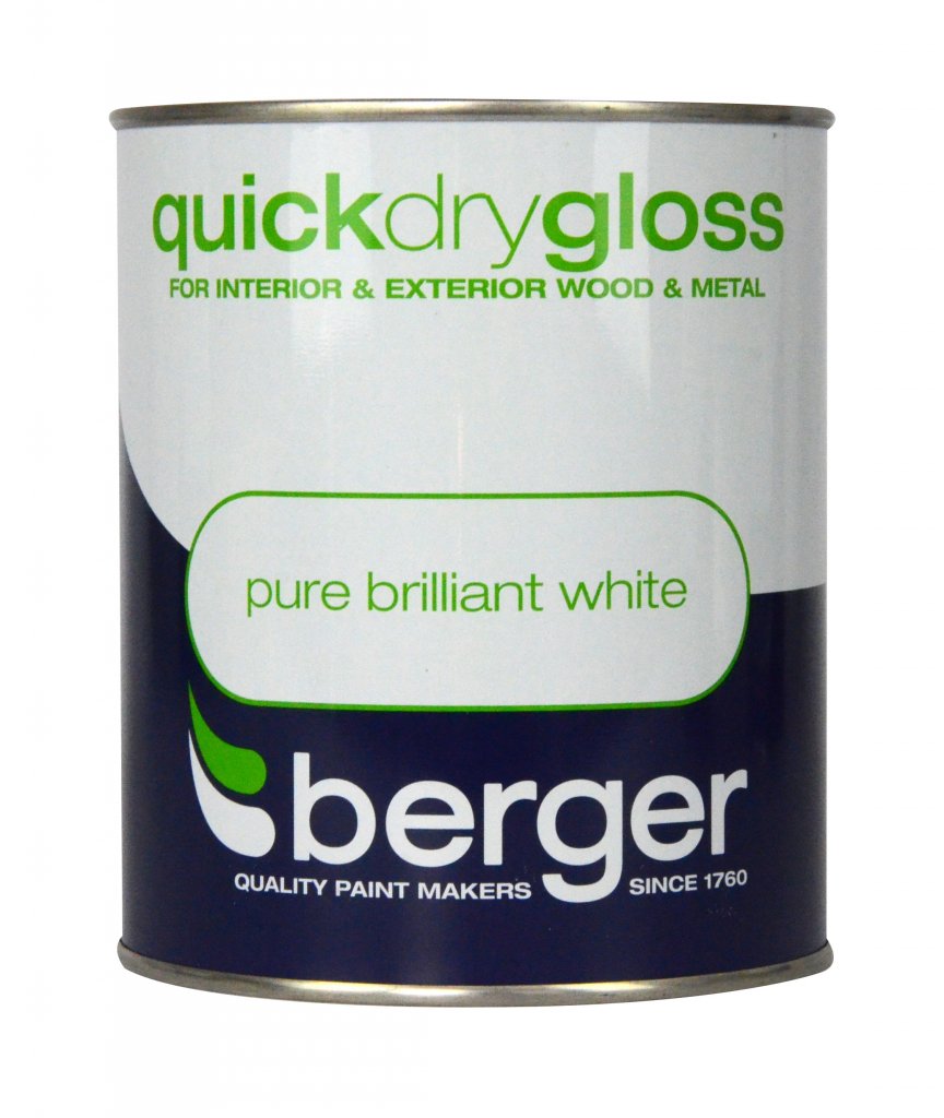 BERGER Quick Dry Gloss 750ml Brilliant White