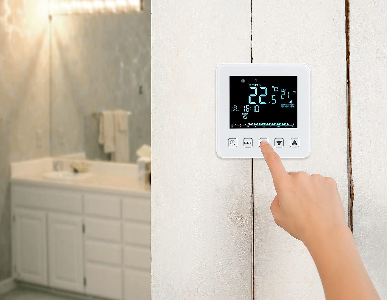 revolt Digital-Thermostat WLAN: 2er-Set WLAN-Thermostate für Fußbodenheizungen, für Siri, Alexa & GA (Heizung Raumthermostat, Steuerungen Fußbodenheizung, Handy)