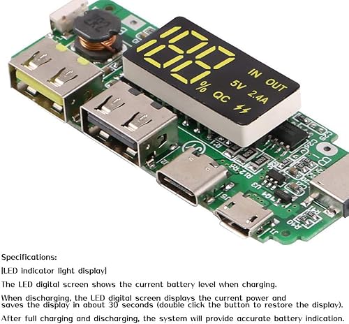 Miniatura 4 de Módulo de carga de batería de litio 18650 Dual USB 5V 2.4A MiniType-C Power Bank Module DIY con sobrecarga sobrecarga protección contra