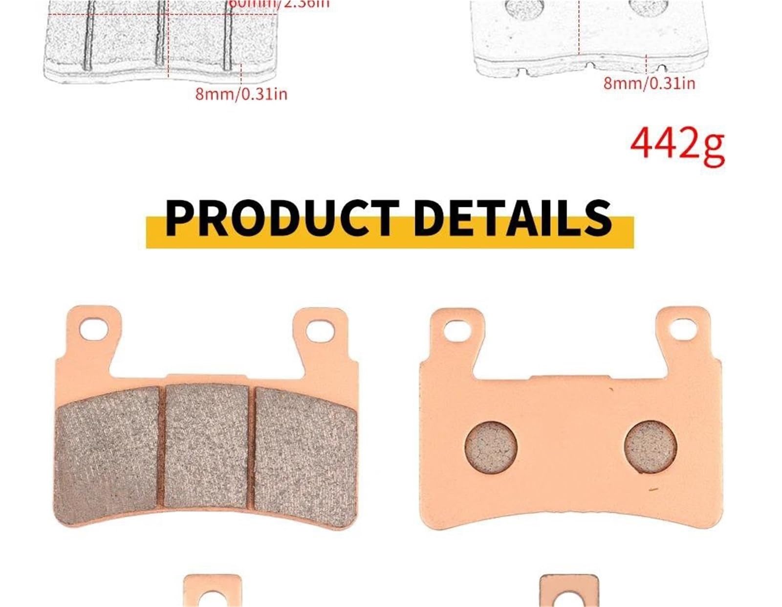Pastillas De Freno Motocicleta Pastillas De Freno Delanteras Y Traseras para Motocicleta para Benda BD 300 BD300 para ASURA400 BD400-3 Rock BD300-15 TCS Cobre Sinterizado(2pcs Rear)