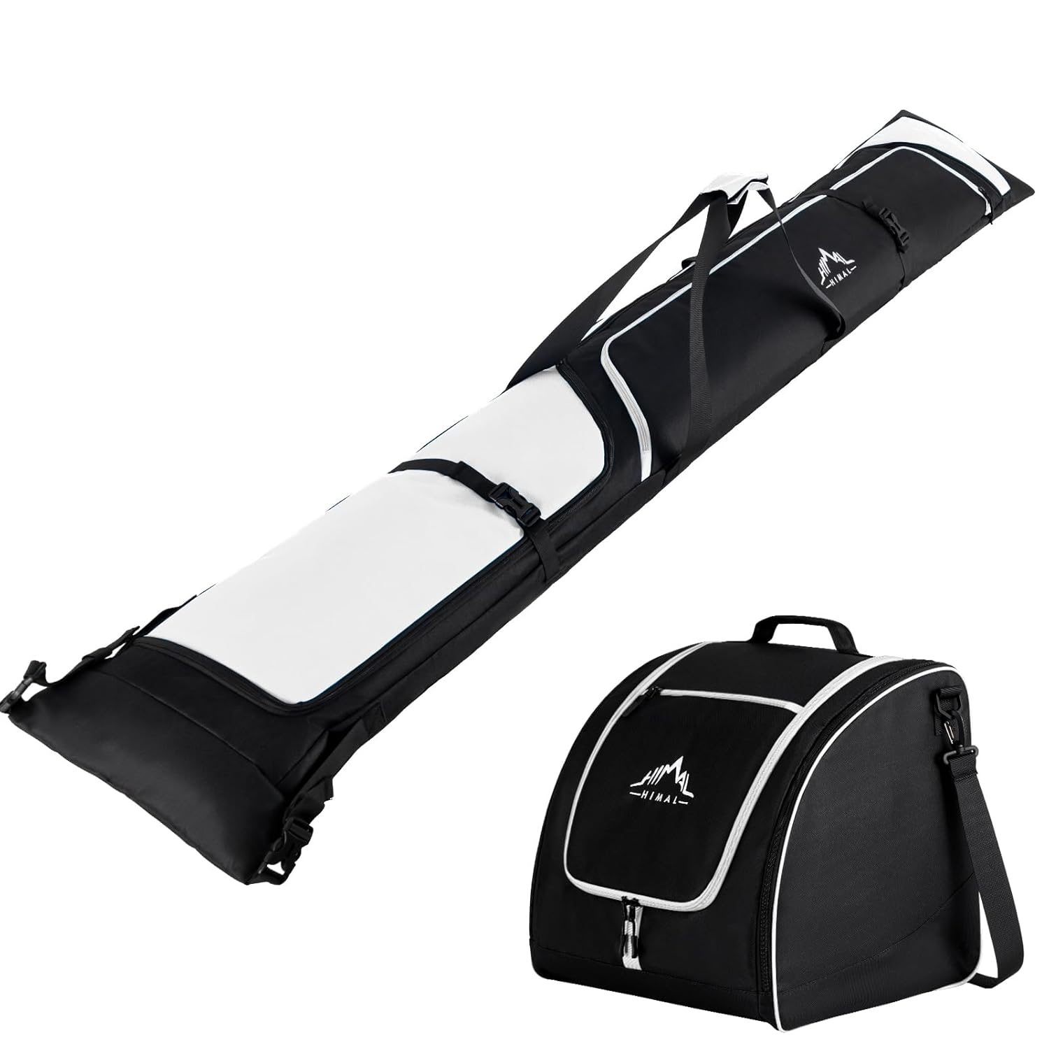 GoHimal Ski Bag and Boot Bag Combo Padded Skis Bag for Air Travel Safety Reinforce Ski Carrier Bag