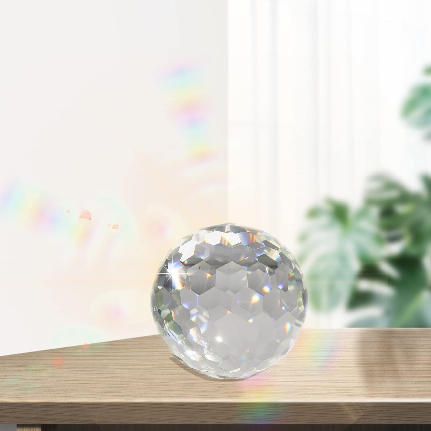 Clear Glass Crystal Ball Prism Suncatcher Rainbow Maker, Crystals Prisms for Window, Feng Shui, Home Office Garden Decoration (150mm/5.9inch)