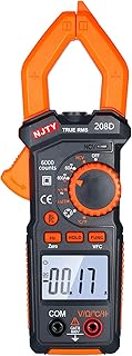 Cigooxm Alicate Amperímetro 600A AC/DC Digital com Multímetro de Alcance Automático de Temperatura com Beep de Continuidade Audível Alicate Amperímetro True-RMS com Diodo/NCV/Tensão/Corrente /