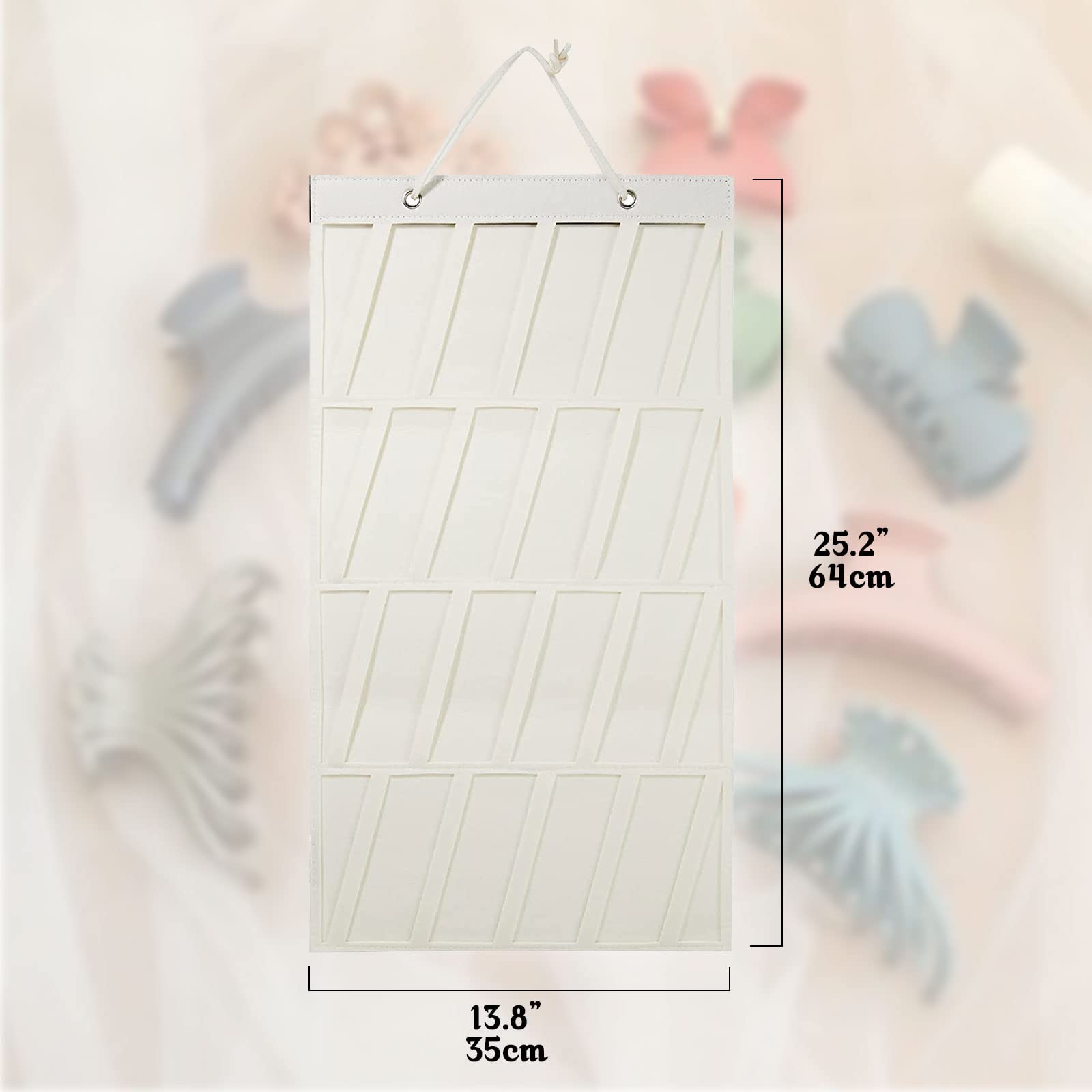 Qivine Hair Claw Clip Organiser - Hanging Hair Accessories Holder with Wall Mounting Bow Holder, White - Image 2