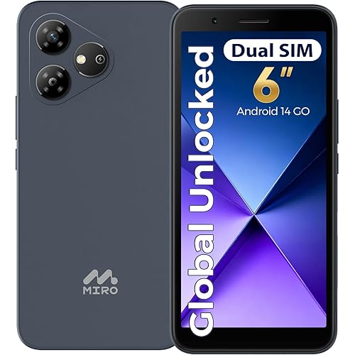 MIRO 4G Cell Phone - New Android 14 Go Edition Smartphone, 6" Display, 2GB+32GB (256GB Expandable), 3000mAh Battery, 5MP+2MP Camera, Dual SIM, 3.5mm Headphone Jack(Blue)