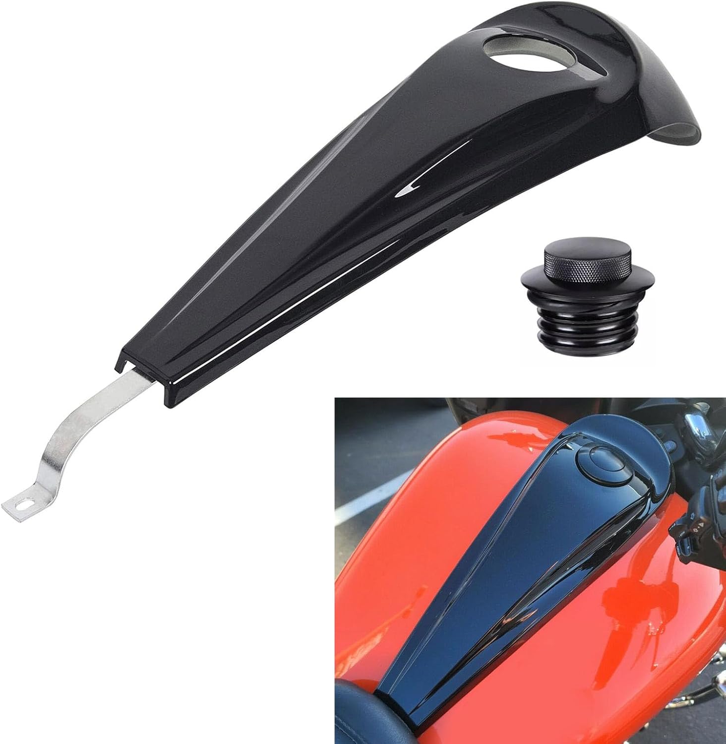 Motorcycle Smooth Dash Fuel Console with Pop up Gas Tank Cap Covers fit for Harley Touring Electra Glide FLHT Road Glide FLTRX Street Glide FLHX 2008-2023 (Chrome)