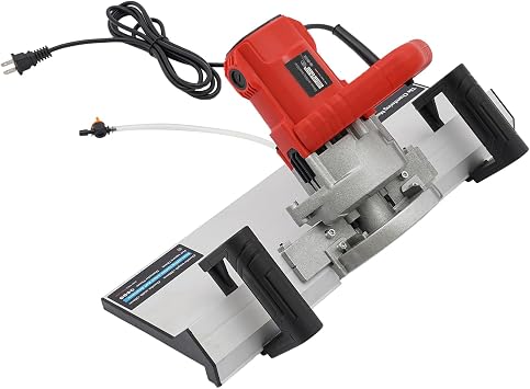 Tile Chamfering Machine, 1200W High Strength Electric Tile Bevel Cutter with Saw Blade, Professional 43 Angle Cutting Helper Tool w/Water Pump for Large Format Tile Ceramic Porcelain, Red