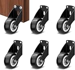 6 Pack Anti-Sag Gate Wheels, 2in/5cm Side Mount Casters for Door Bottom, Furniture Wheels, Wooden Gate Rolls Rolling Hardware Kit for Fence Yard Farm, Black