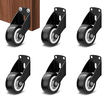 6 Pack Anti-Sag Gate Wheels, 2in/5cm Side Mount Casters for Door Bottom, Furniture Wheels, Wooden Gate Rolls Rolling Hardware Kit for Fence Yard Farm, Black