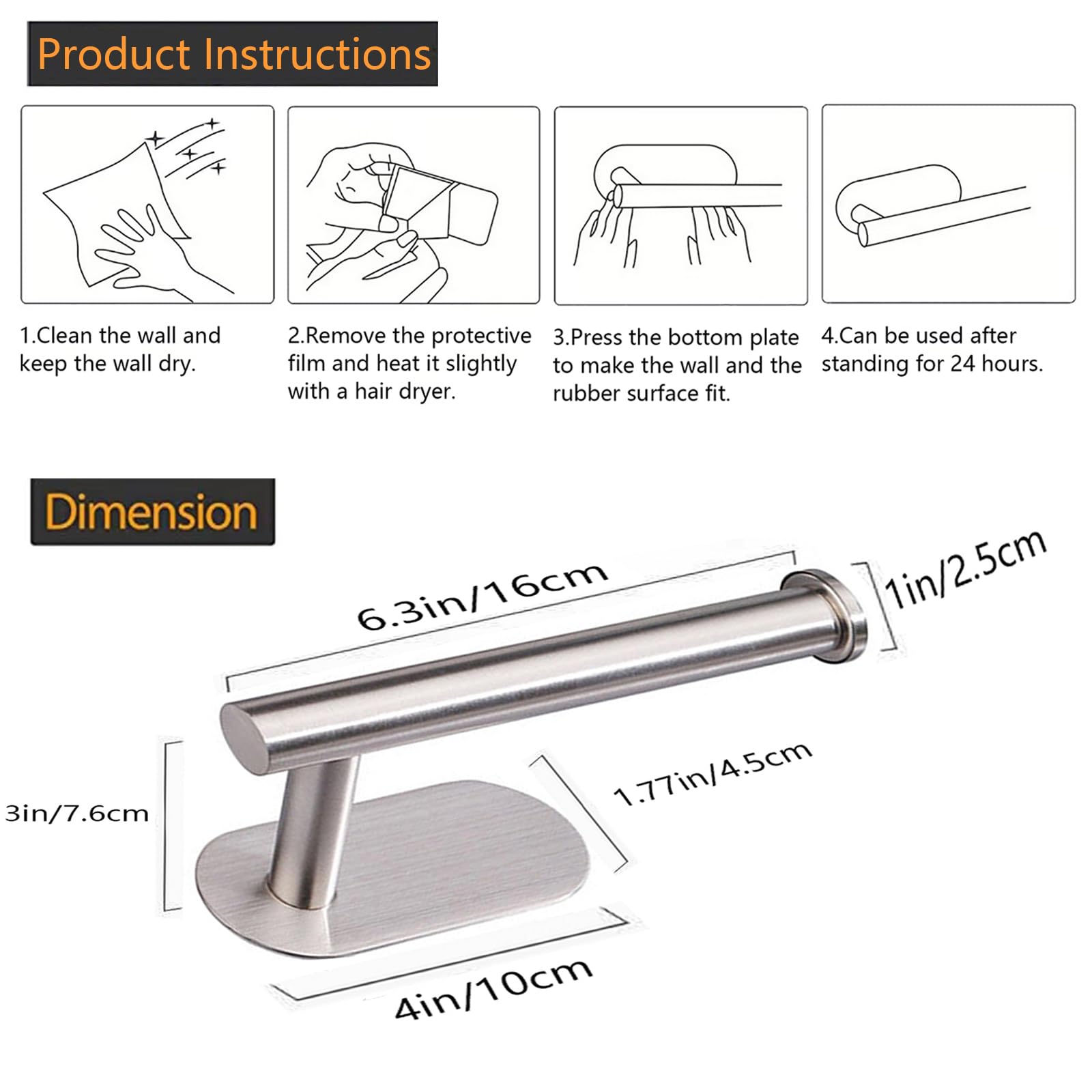 JOPOFI Toilet Paper Holder - Adhesive Toilet Paper Holder - Brushed Nickel — Amazon image 7