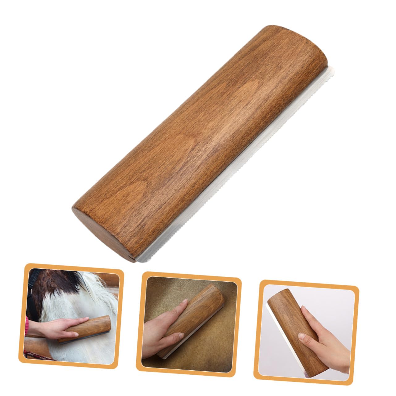 Pferdepflegeschaber mit Ergonomischem Griff, 20cm Holz und Metall