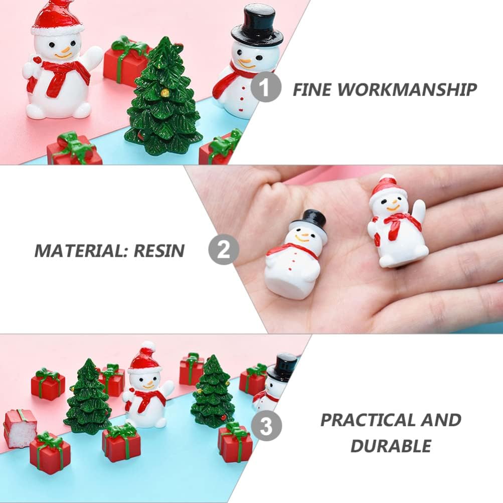 SAFIGLE 20Pcs Mini Snowman Figurines: 2 Types Christmas Tiny Resin Snowman Decoration with Top Hat Xmas Micro Landscape Ornament - Mini Garden Dollhouse Accessories for Xmas Winter Party - Image 8