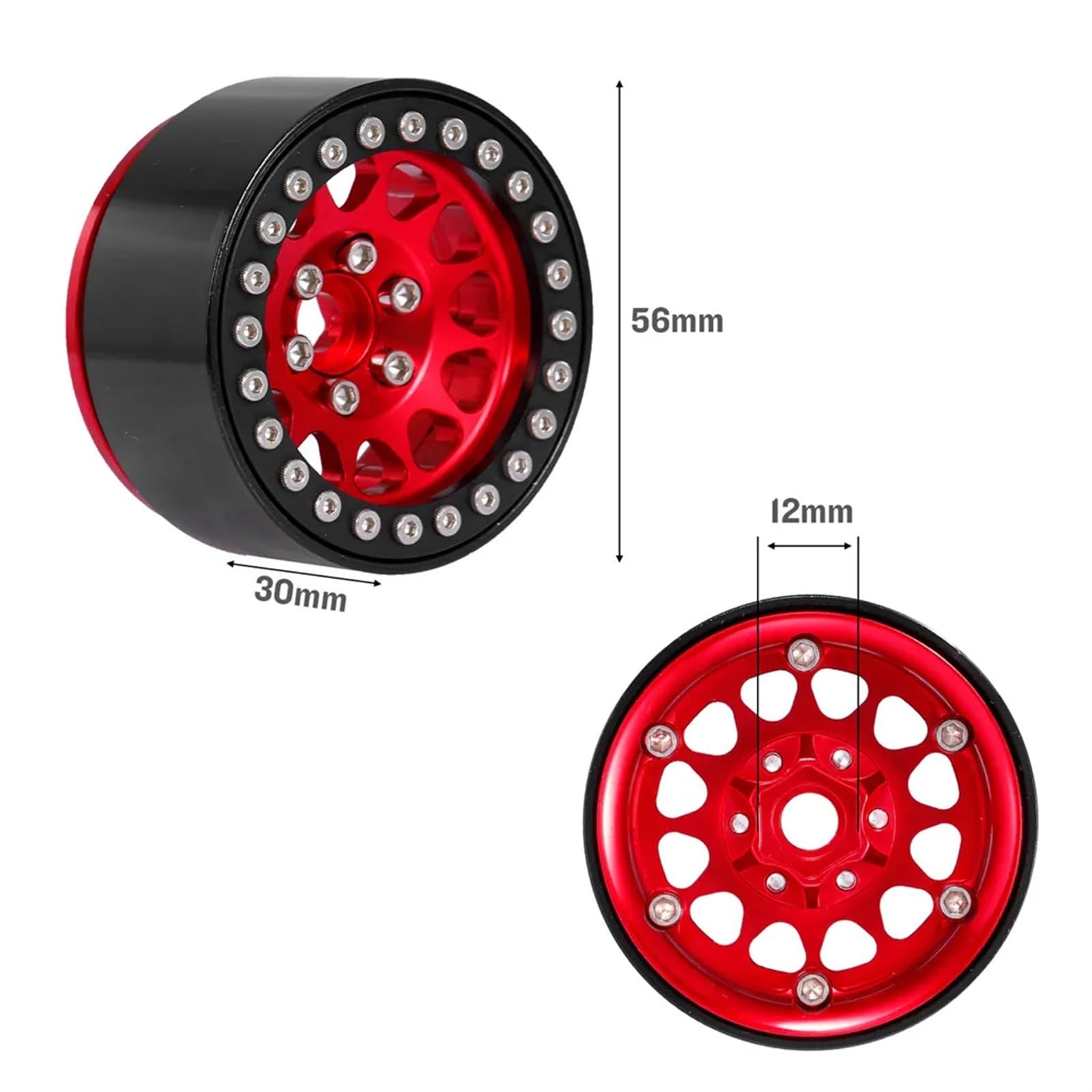 RC Pneus Jante Compatible avec Traxxas pour Hsp pour Redcat pour pour Tamiya pour Axial SCX10 pour HPI 4 Pièces en Métal 1.9 Beadlock Jante De Roue Moyeu Pièces De Voiture RC