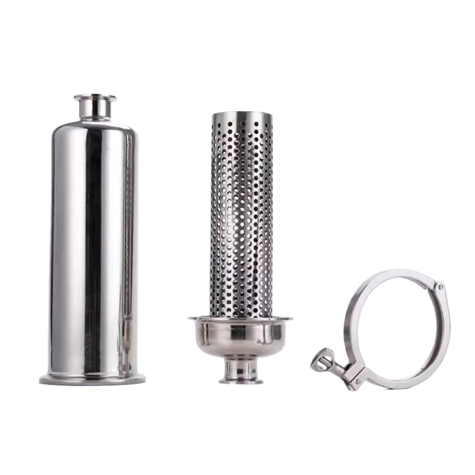 SUS304 - Filtro de filtro en línea de triple abrazadera para elaboración de cerveza, se adapta a tubos de 38 mm y 51 mm (1.5 pulgadas y 2 pulgadas) (malla 100, tubo de 51 mm K64 mm)