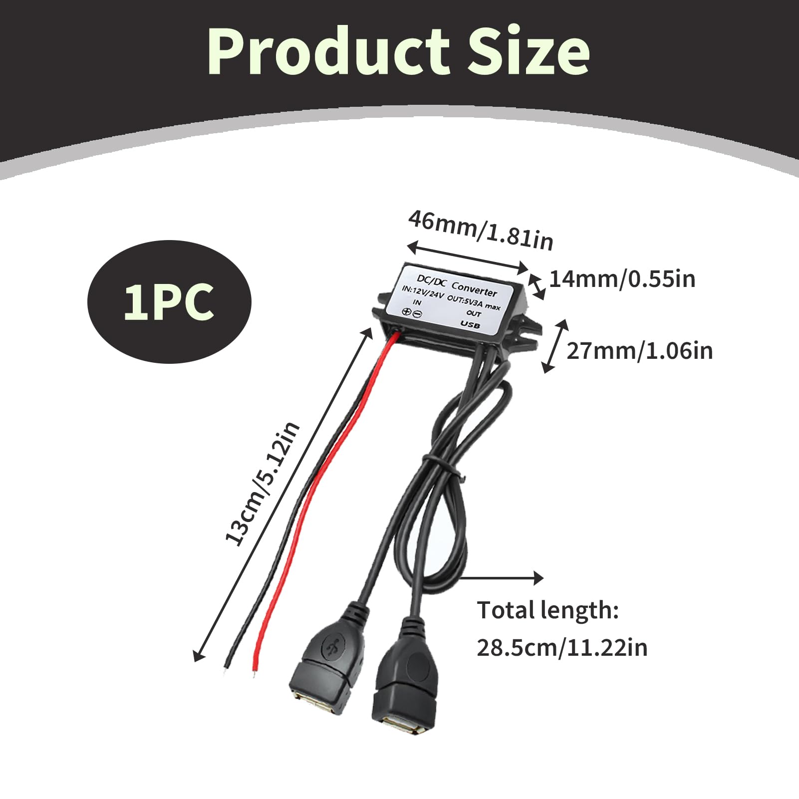 Convertitore 12V a 5V USB, Adattatore USB Auto 12V a 5V DC 3A con Doppia Uscita, Modulo Step Down per Auto, Carica Dispositivi, Regolatore di Tensione, Adattatore per GPS Telefono MP3 Camera Autoradio