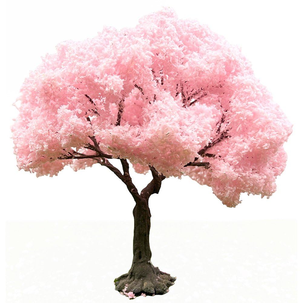 Sslvya Miniature Blossom Cherry Trees, Artificial Cherry Blossom Flower Trees Model for Scenery Railroad Layout Scene Landscape Decoration