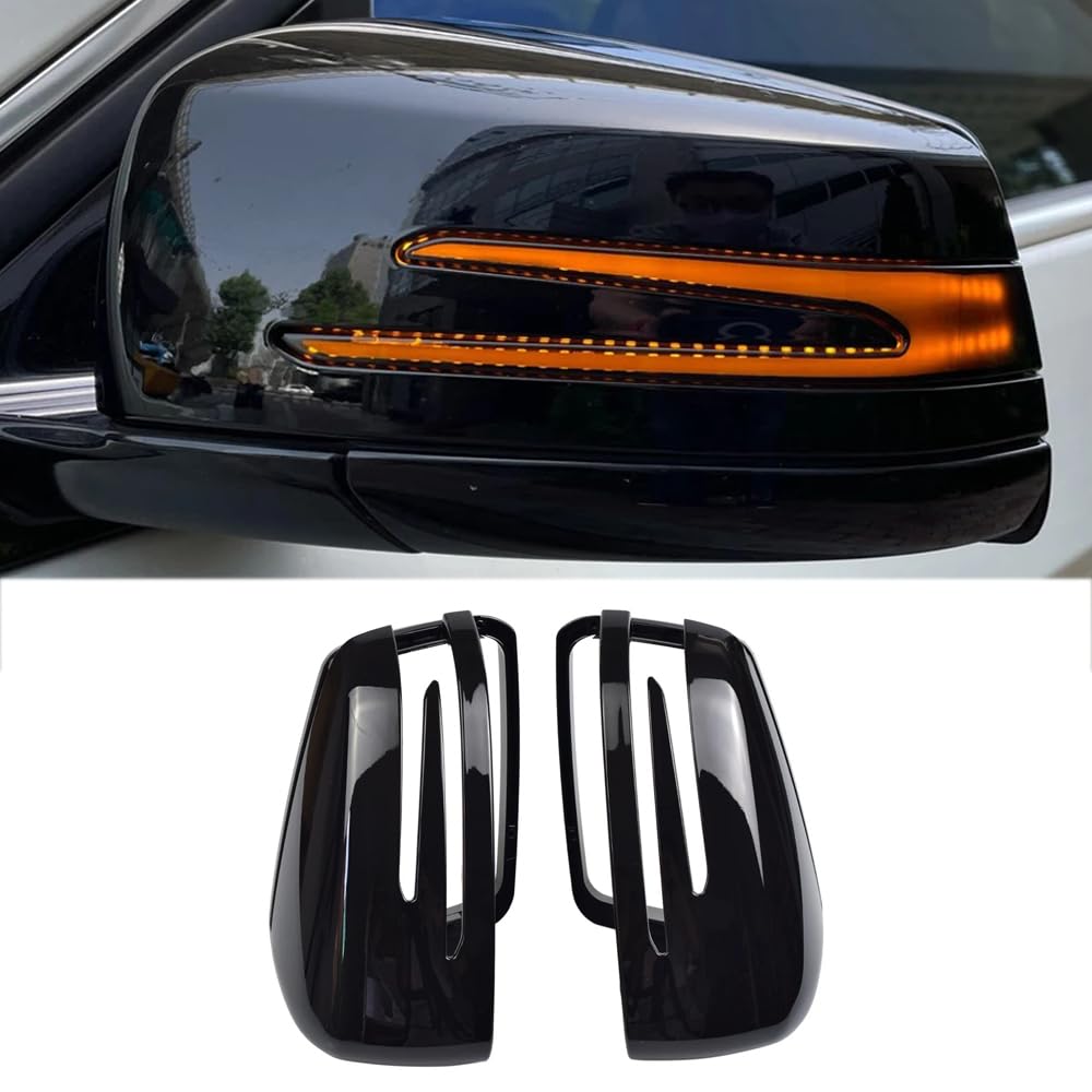 Gusci Specchietti Retrovisori Neri – Coppia Clip-On Ricambio per Benz A-Class W176 B W246 C-Class W204 CLA W117 GLA X156 GLK X204 – Finitura Nero