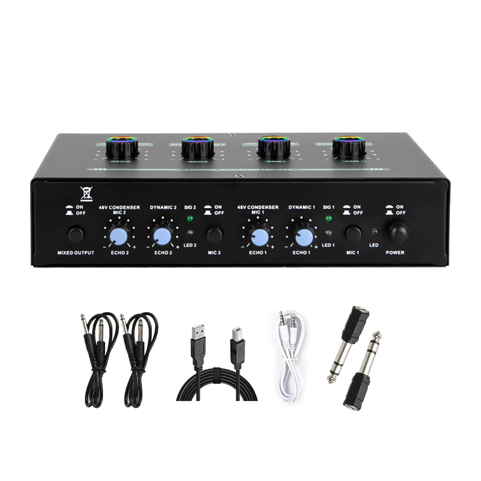 Amplificateur Professionnel À Réverbération en Métal Double Entrée Portable pour Les Musicales Dispositif De Mélange Auditif À Corps en Métal