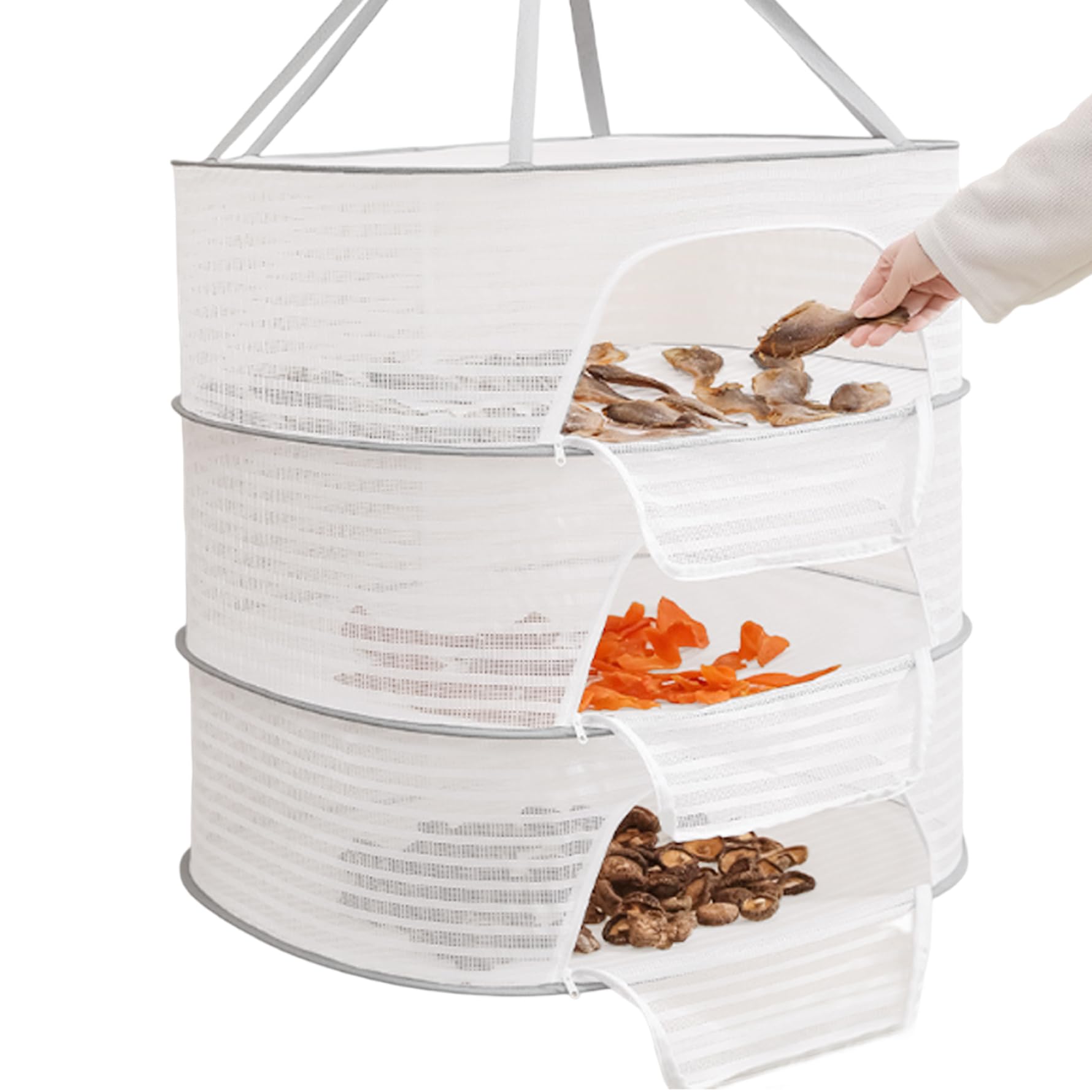 Hperu Herb Drying Rack, 3 Layer Hanging Mesh Drying Net, Collapsible Dryer with Zipper for Plants Flowers