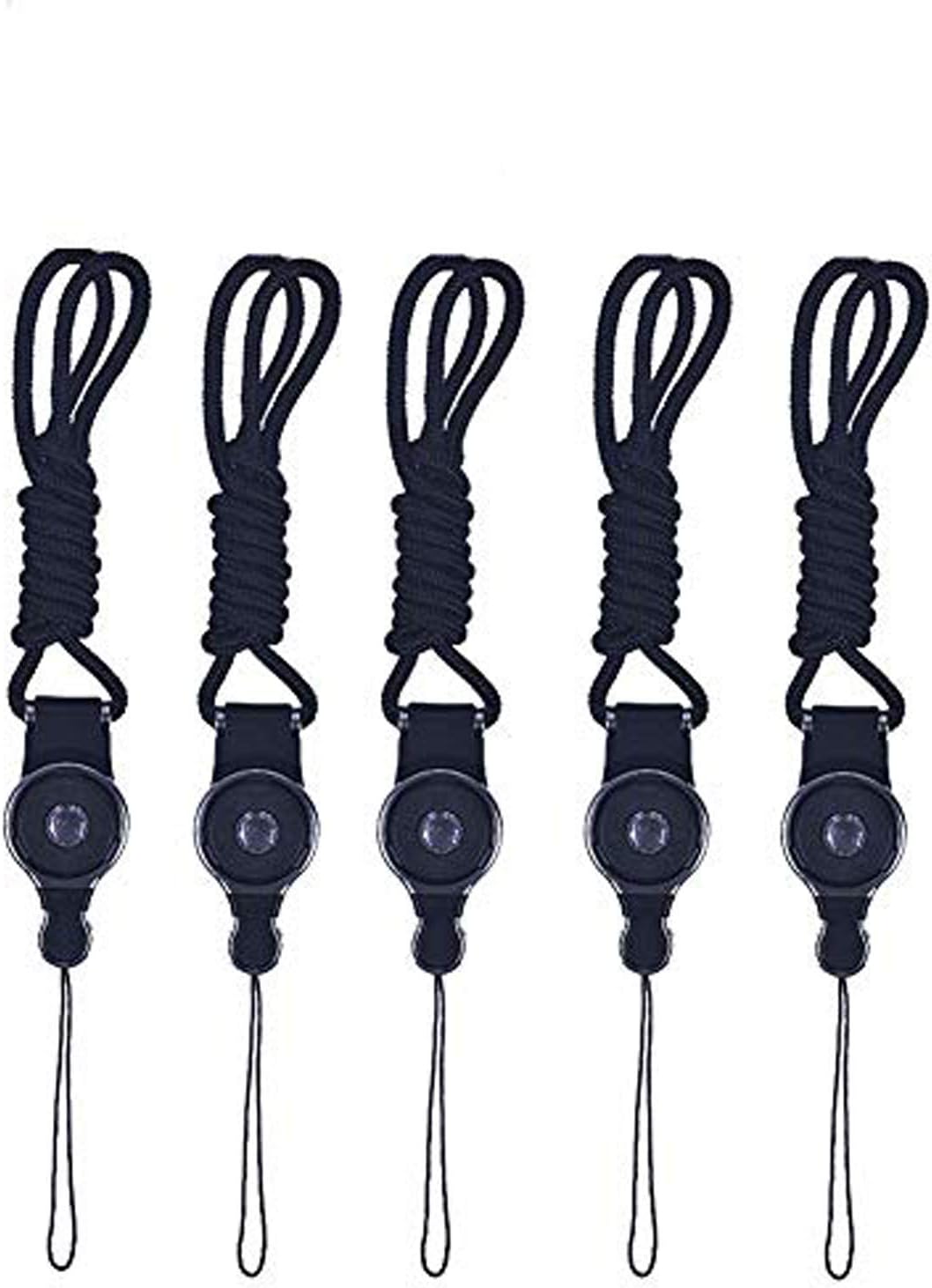 5 Pcs Detachable Long Lanyard Neck Strap - Ideal for Mobile Cell Phone/Smartphones/Phone Case/Camera/Key and Any Other Electronic Devices with a Lanyard Hole - Black