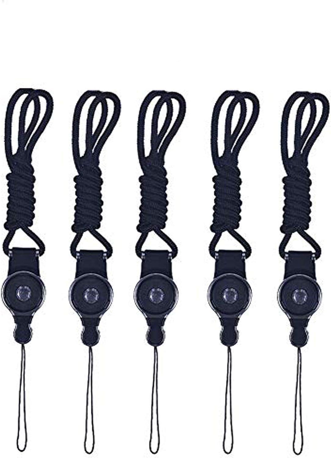 5 Pcs Detachable Long Lanyard Neck Strap - Ideal for Mobile Cell Phone / Smartphones / Phone Case / Camera / Key and Any Other Electronic Devices with a Lanyard Hole - Black