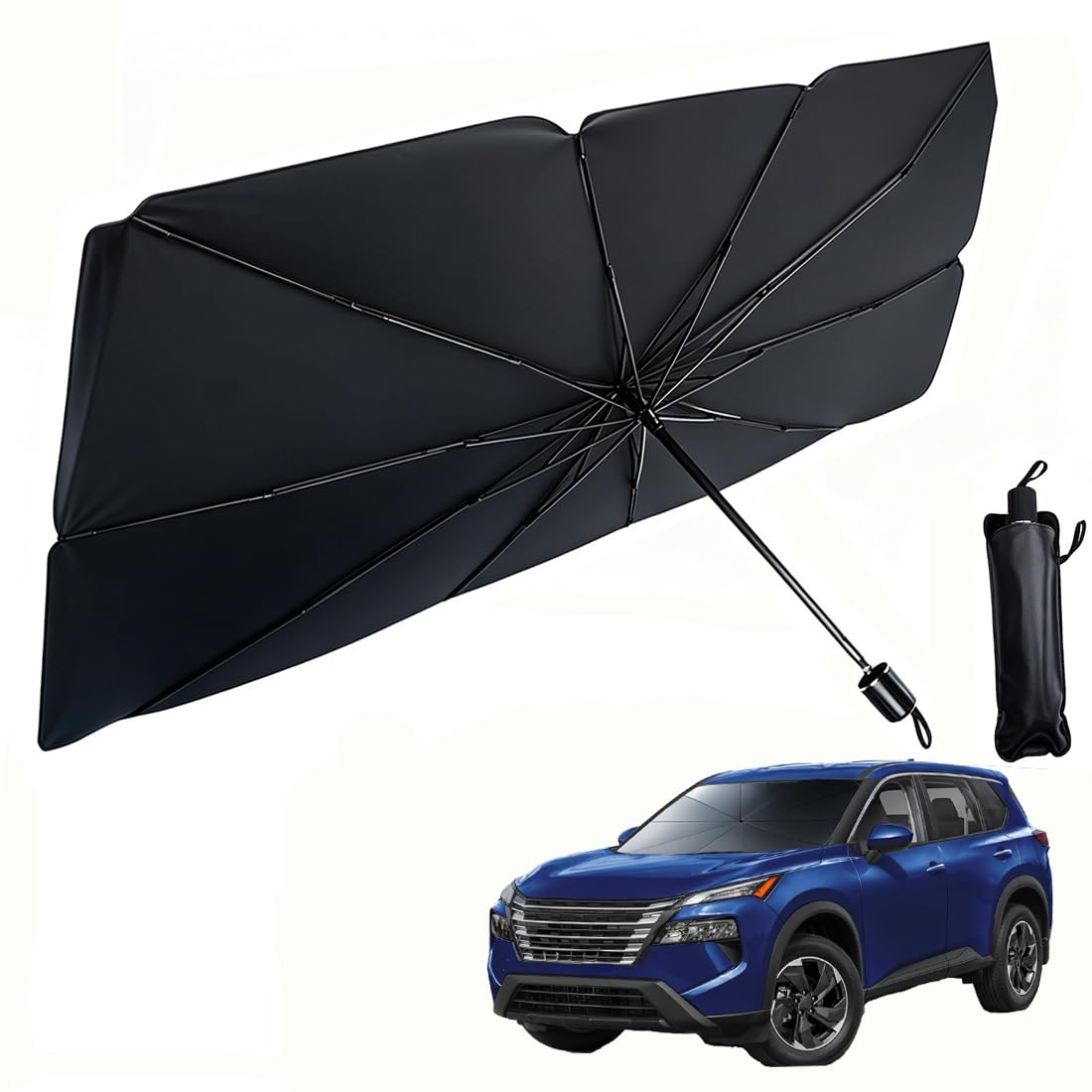 YUANQI Car Umbrella Shade for Windshield for Lexus NX350,Windshield Sun Shade,Retractable Umbrella, Blocks UV Rays and Heat,Cool Interior,with Storage Bag, 140 X 80cm Large