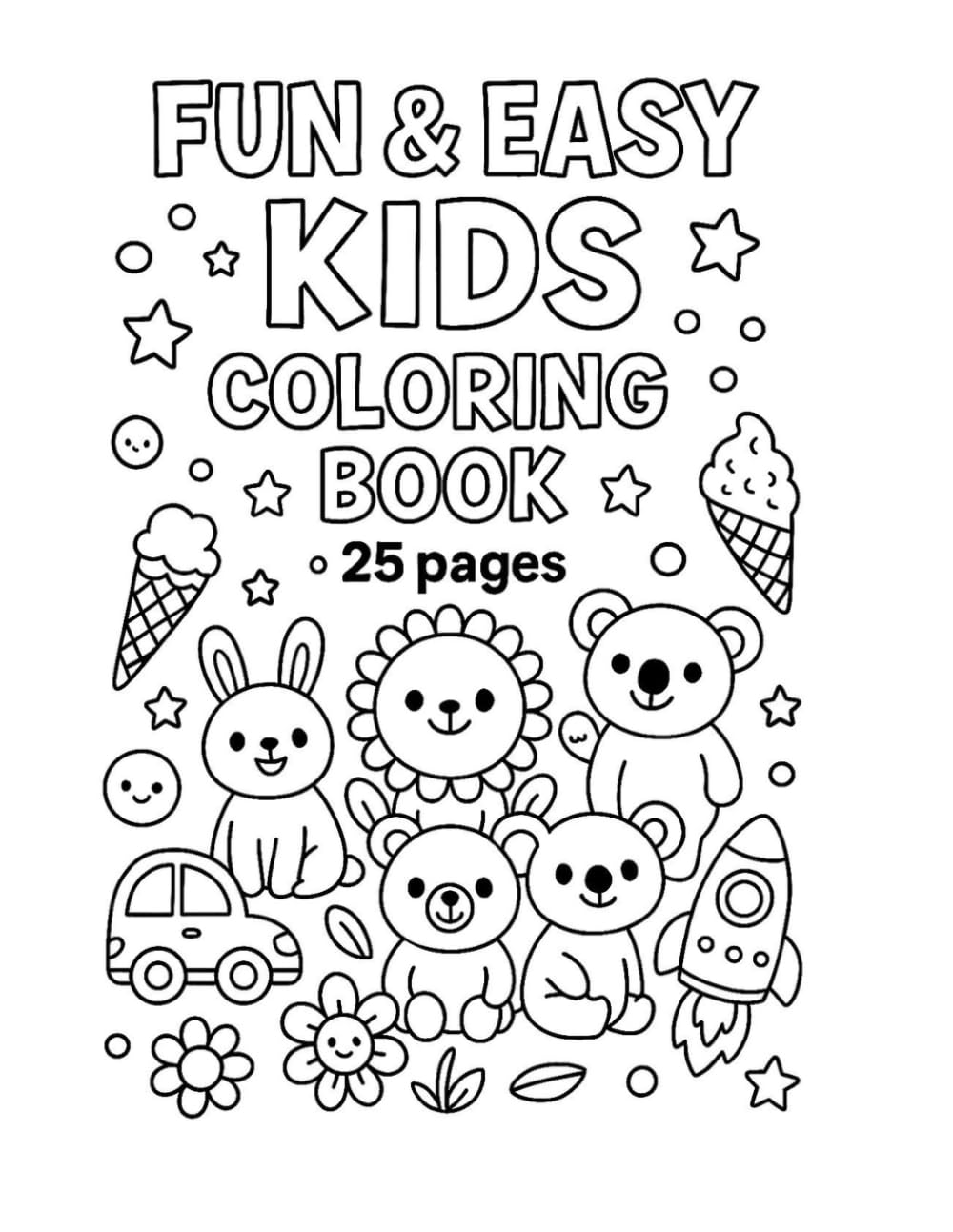 Fun & Easy Kids Colouring Book: Simple Illustrations for Toddlers and Kids