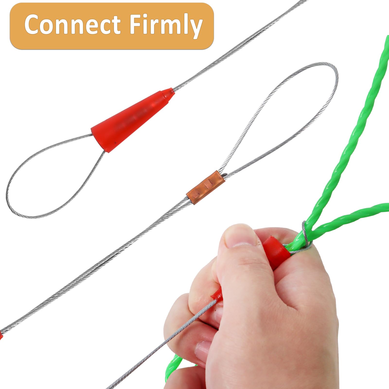 Ayuda cuesta arriba de cable de carbón 50m, 4.5 mm, tirar de la espiral con 2 resortes de guía, alambre de tren con carcasa de plástico y manija, pull en resorte para el cable (naranja)