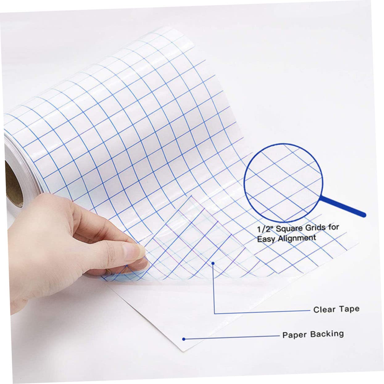 Gadpiparty 2pcs Practical Transfer Tape Blue Grid Self-Adhesive PVC Translucent Vinyl for DIY Creations