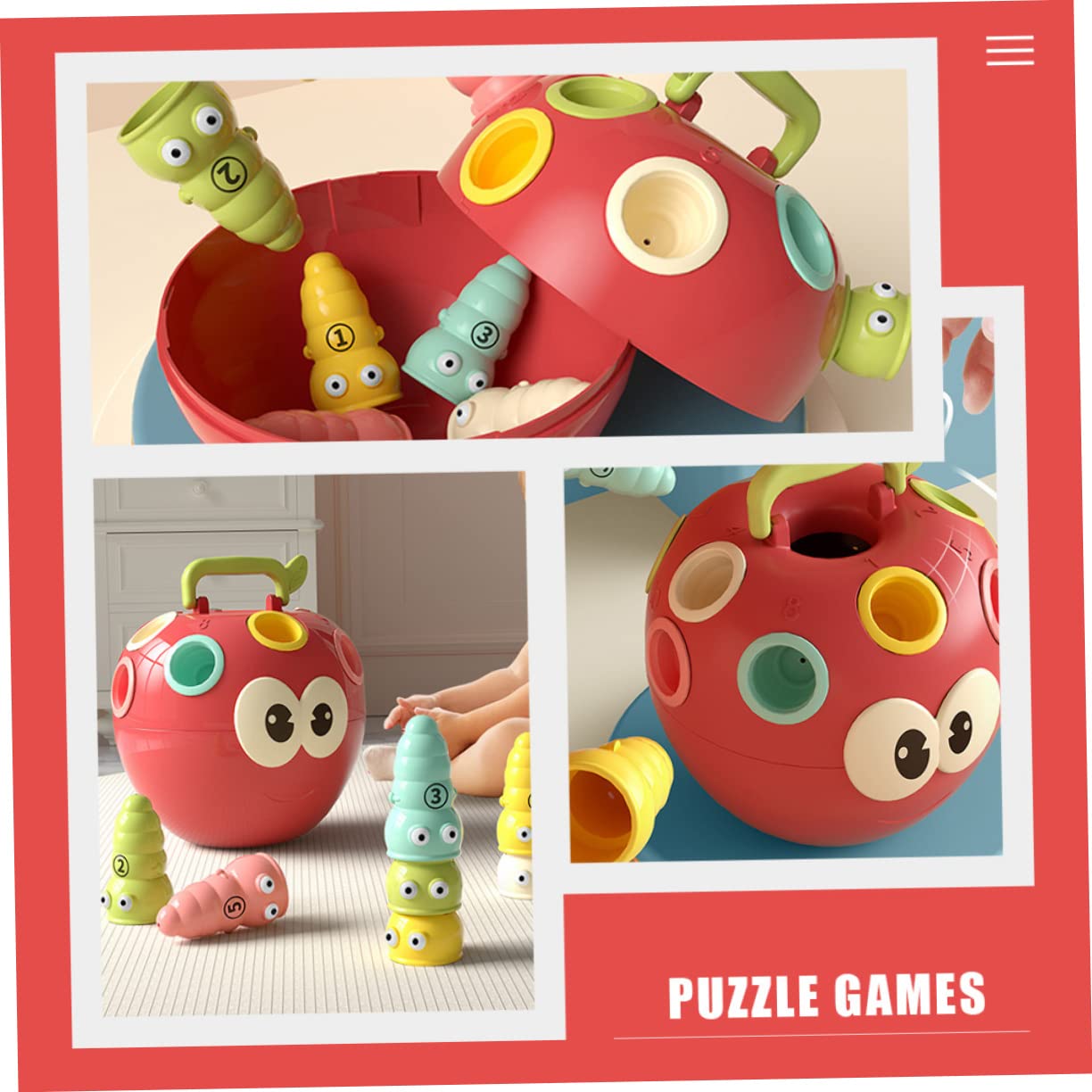 BESTonZON Jeu Éducatif D'association de Couleurs et Formes pour Tout-Petits, 1 Pomme 10 Plastique Sûr, Développement Cognitif et Coordination Œil-Main, Éveil Garçon et Filles Préscolaire