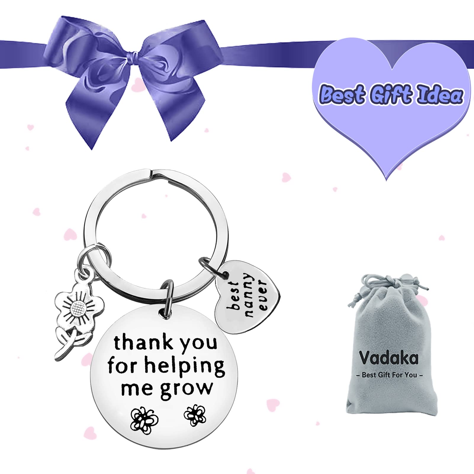 Vadaka Nanny Appreciation Jewelry Keychain Grandma Gift Nanny Gift from Grandchildren Thank You Present for Grandma Grandmother Babysitter Present Appreciation Gifts Christmas Birthday Gifts