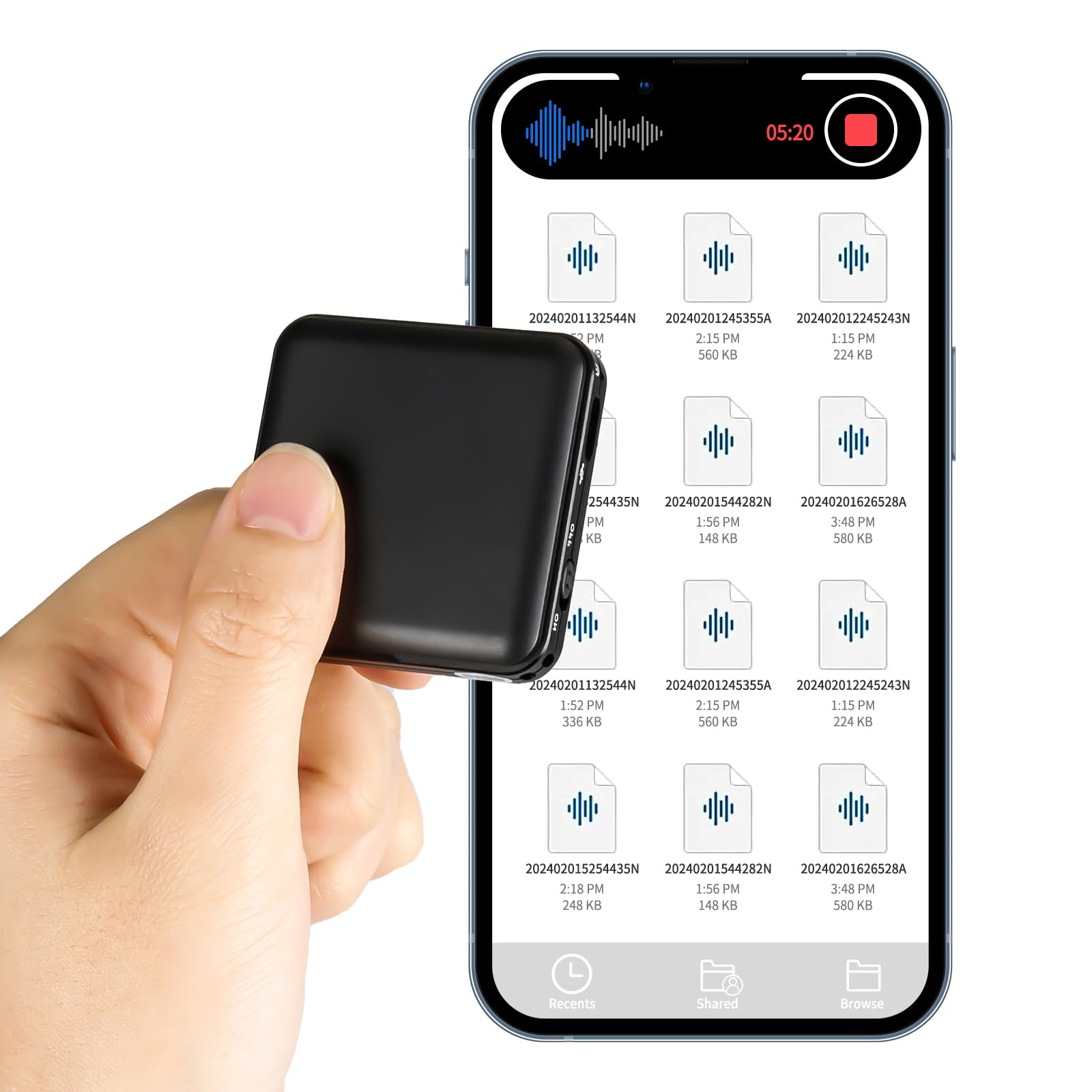 Fresum Dictaphone 64 Go – Enregistreur Vocal Numérique Avec Activation Vocale, Réduction Bruit AI