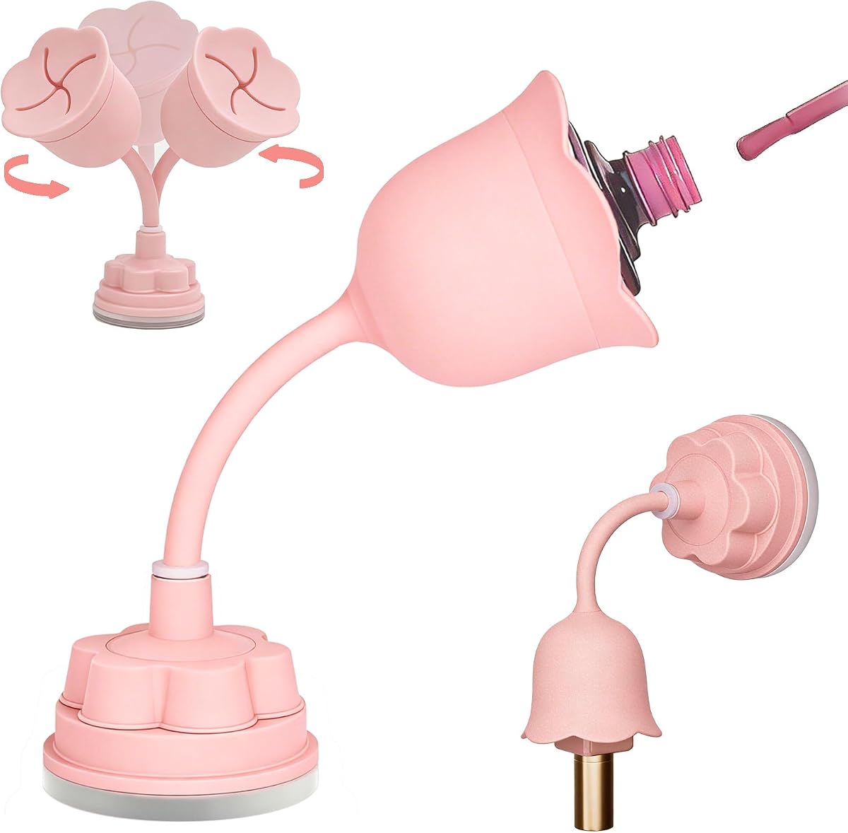 360° Rotating Nail Polish Bottle Holder Stand, Anti-Spill for Nail Art DIY | Rose-Shaped Silicone Nail Polish Bottle Holder With Strong Adhesion Base For Home Nail Salon, Works With Various Bottles
