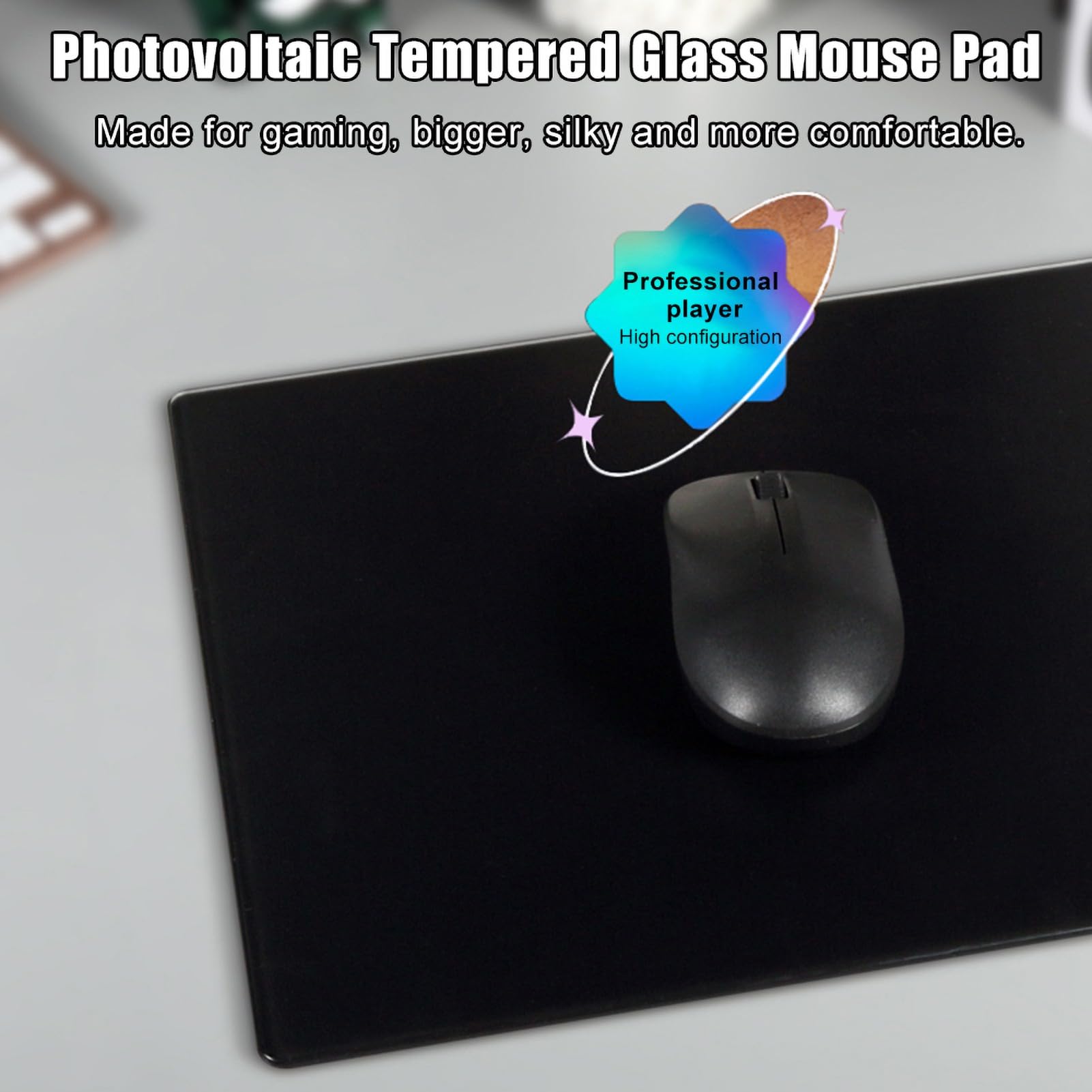 mingzhe Tappetino per Mouse da Gioco Tappetino in Vetro Temperato Ultra Reattivo per velocità di Precisione (L)