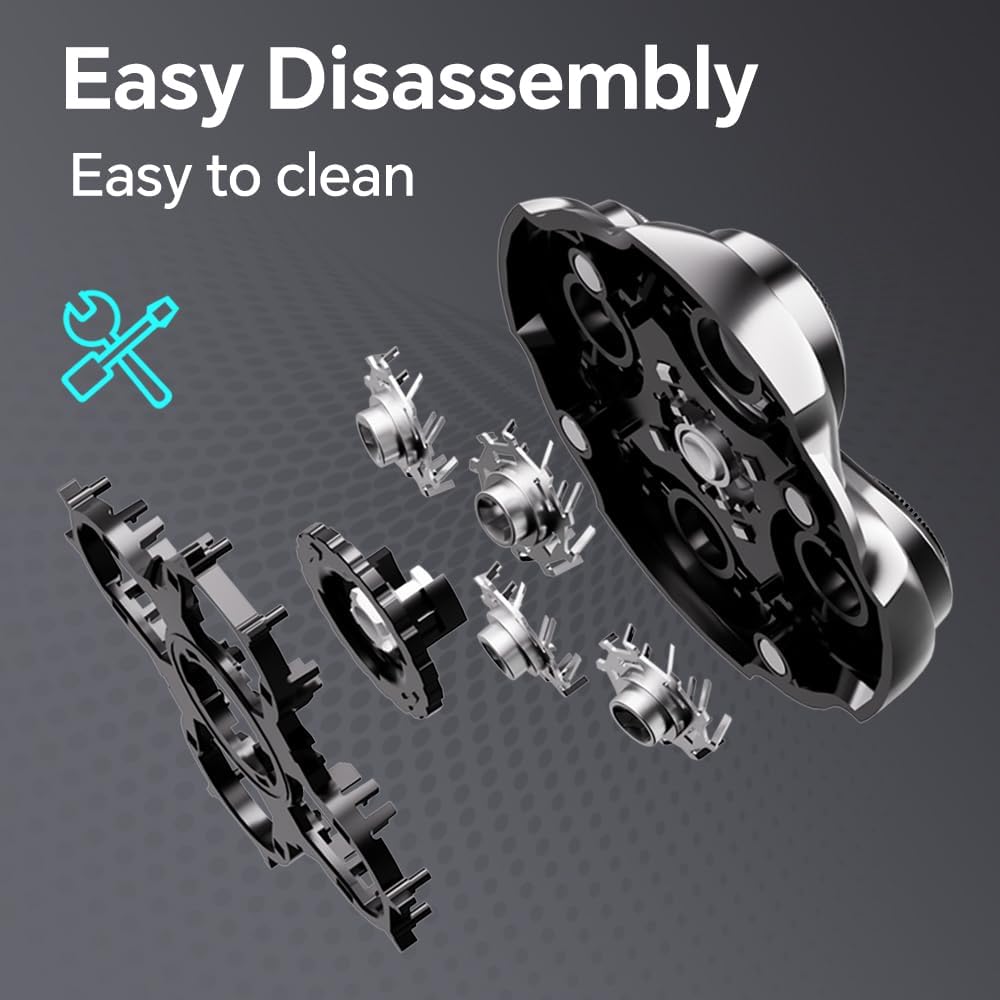 Electric 5D Floating Head Shavers for Bald Men, Rotary Shaver Face,Wet Dry IPX6 Waterproof Men's Razor, LED Display Rechargeable with USB Type-c Charge, Gifts for Men - Image 7